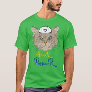 Grappig happy passover cat grappige seder jewish v t-shirt
