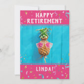 Grappig Happy Retirement Party Roze Uitnodiging (Voorkant)