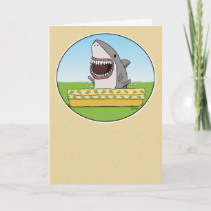 Grappig Happy Shark Peeing in Pool Birthday Kaart