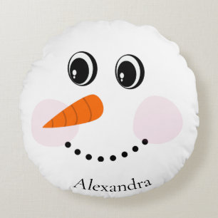Grappig Happy Snowman-gezicht geprogrammeerd met n Rond Kussen