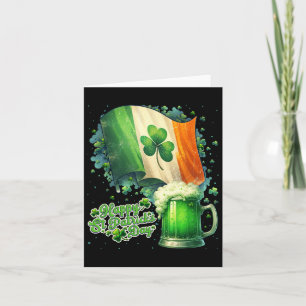 Grappig Happy St Patrick's Day Ierse vlag en bier Kaart