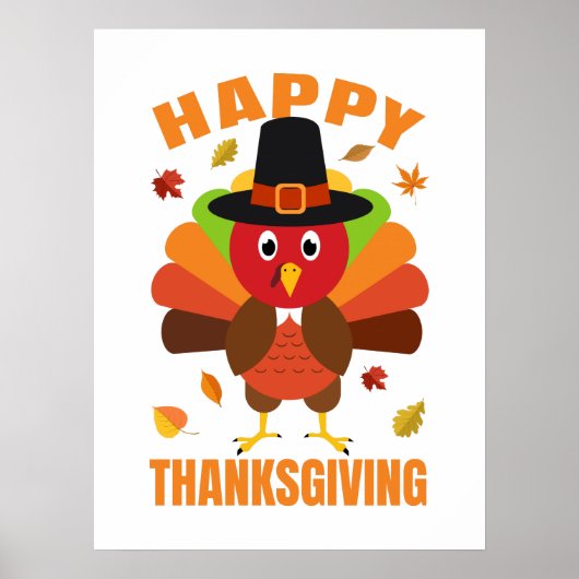 Grappig Happy Thanksgiving Day-illustratie Poster (Voorkant)