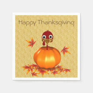 Grappig Happy Thanksgiving Turkije in Pumpkin Servetten