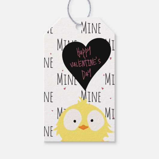 Grappig Happy Valentijnsdag "Mine Pattern" Chick Cadeaulabel (Voorkant)