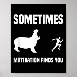 Grappig Hardlopen Shirt Sport Runner Hippo Motivat Poster