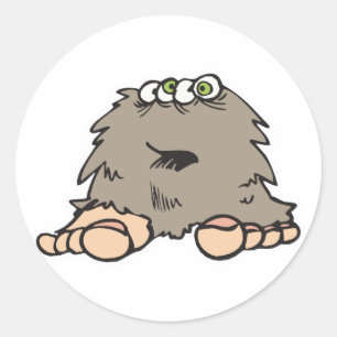 grappig harig bigfoot monster ronde sticker