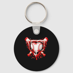 Grappig Hart Honkbal Drip Ijs Valentijnsdag Sleutelhanger