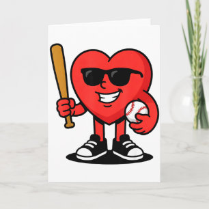 Grappig Hart Speelt Honkbal Valentijnsdag Honkbal  Kaart