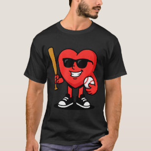 Grappig hart speelt honkbal Valentijnsdag honkbal T-shirt