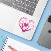 Grappig Hart Sticker (Laptop met iPhone)