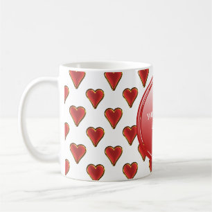 Grappig Heart Pattern goud rood + je rug. en tekst Koffiemok
