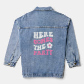 Grappig heet roze retro vrijgezellenfeest denim jacket (Achterkant)