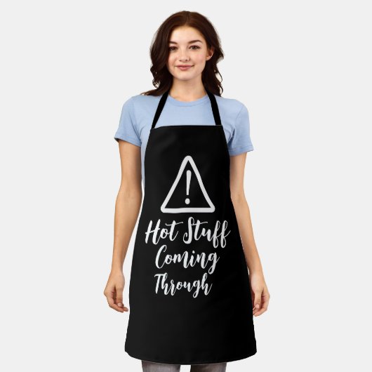 Grappig heet spul komt door chef keuken schort (Gedragen)