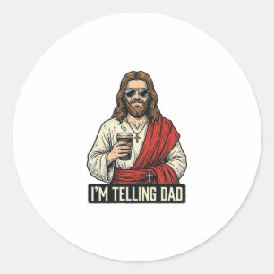 Grappig Heilige Vader Koffie Vintage Gravure Shirt Ronde Sticker