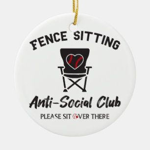Grappig hek zitten anti sociale club honkbal zacht keramisch ornament