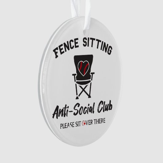 Grappig hek zitten anti sociale club honkbal zacht ornament (voorkant)