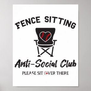 Grappig hek zitten anti sociale club honkbal zacht poster