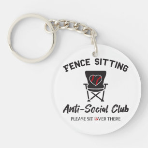Grappig hek zitten anti sociale club honkbal zacht sleutelhanger