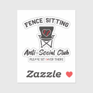 Grappig hek zitten anti sociale club honkbal zacht sticker