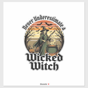 Grappig Heksen Shirt Vintage Gravure Halloween Ont Sticker