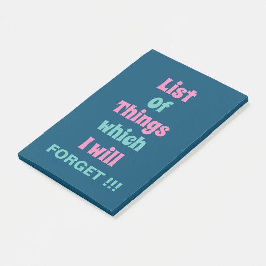 Grappig herinnering voor vergeetse mensen Vergeet  Post-it® Notes (Schuin)