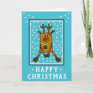 Grappig herten ster patroon prettig kerstfeest feestdagen kaart