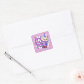Grappig 'Het is Boba Time Ergens' Vierkante Sticker (Envelop)