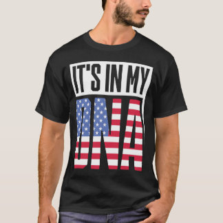 Grappig het is in mijn DNA Amerikaanse vlag USA Ro T-shirt
