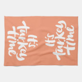 Grappig Het is Turkije Tijd Thanksgiving Lettering Theedoek (Horizontaal)