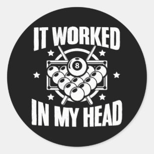 Grappig Het werkte Billiard Pool Spelers Snookers Ronde Sticker