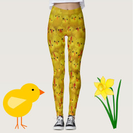 Grappig Hete Kuiken Kippenpoten Geel Pasen Leggings