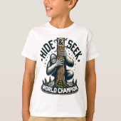 Grappig Hide & Seek Wereldkampioen Bigfoot T-shirt (Voorkant)