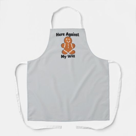 Grappig hier tegen mijn wil peperkoek man schort (Voorkant)