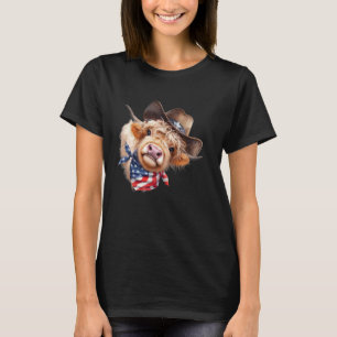 Grappig Highland Koe Schots Rundvee 4 juli Ame T-shirt