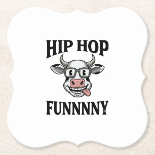 Grappig Hip Hop Koe Vintage Gravure Shirt Ontwerp_ Kartonnen Onderzetters