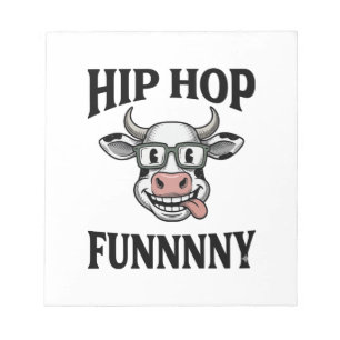 Grappig Hip Hop Koe Vintage Gravure Shirt Ontwerp_ Notitieblok