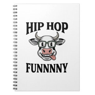Grappig Hip Hop Koe Vintage Gravure Shirt Ontwerp_ Notitieboek
