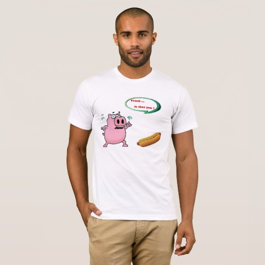 Grappig Hipster Frank Quirky Hot Dog T-shirt (Voorkant volledig)