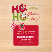 Grappig HO HO HO Retro Kerstfeest Uitnodiging Acryl Uitnodigingen (Voorkant)