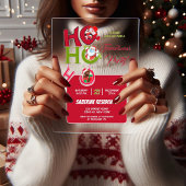 Grappig HO HO HO Retro Kerstfeest Uitnodiging Acryl Uitnodigingen