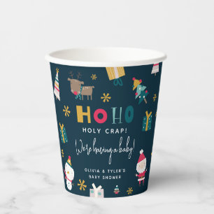 Grappig 'Ho Ho Holy Crap' Kerst Baby shower Papieren Bekers