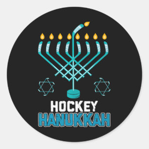 Grappig Hockey Chanoeka Menorah Joods Festival Ronde Sticker