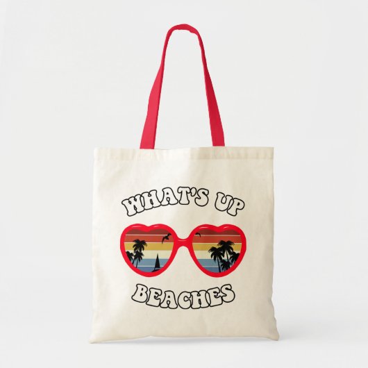 Grappig 'Hoe gaat het, Beaches' Retro Sunset Sungl Tote Bag (Voorkant)