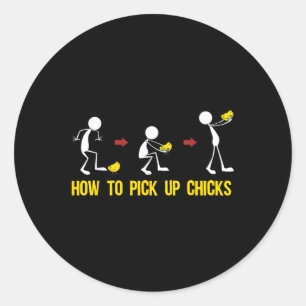 Grappig hoe te halen kuikens cadeau voor mannen co ronde sticker