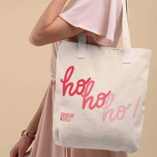 Grappig hohoho Prettig Kerstfeest Rood Roze Typogr Tote Bag