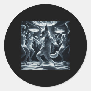 Grappig Hond Grafisch T-shirt Disco Dansen Ronde Sticker