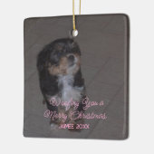 Grappig Hond Kerstvakantie Groet Girly Naam Keramisch Ornament (Links)