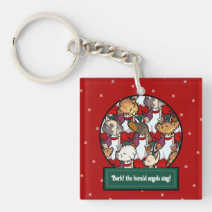 Grappig Hondenkoor Kerstliedje Pug Pun Cartoon Sleutelhanger