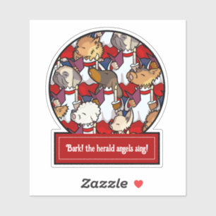 Grappig Hondenkoor Kerstliedje Pug Pun Cartoon Sticker