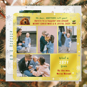 Grappig hondenroos jaar hebben we 6 foto's Golden  Feestdagenkaart